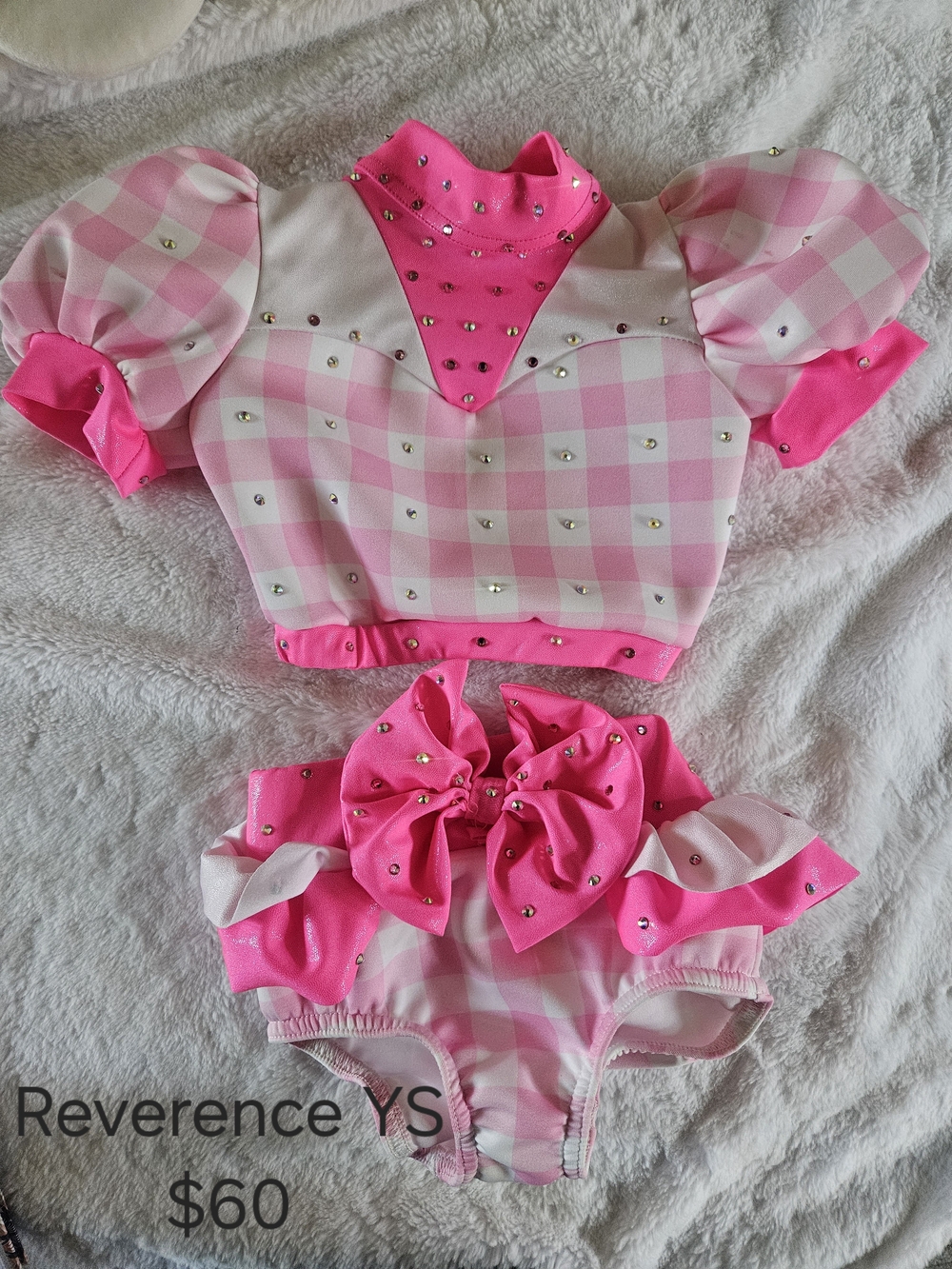 Kids Pink Gingham Two-Piece Dance Costume